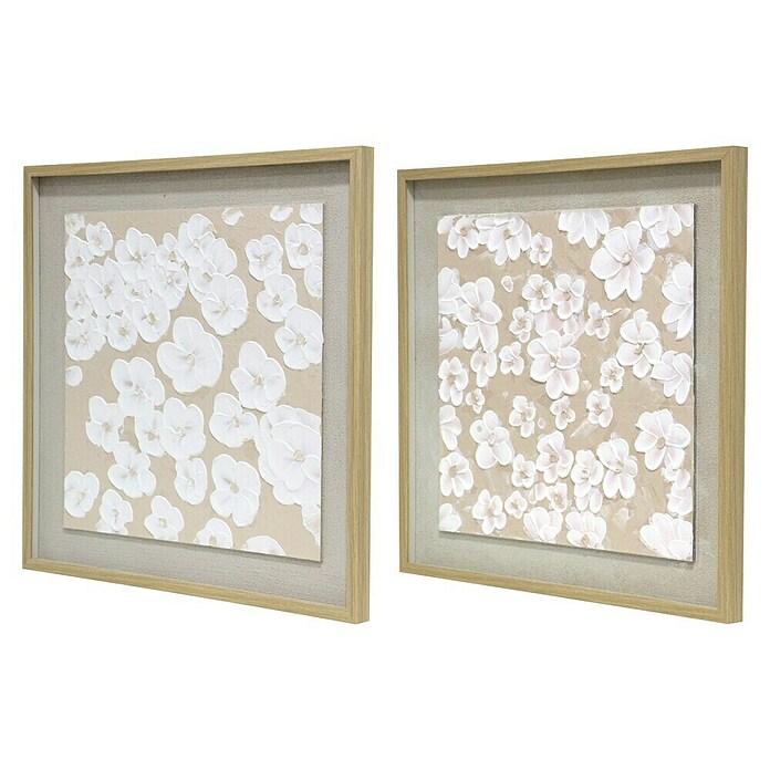 Cuadro set de 2 Flores en Relieve (Flores en relieve, An x Al: 50 x 50 cm, 2 pzs.) | BAUHAUS