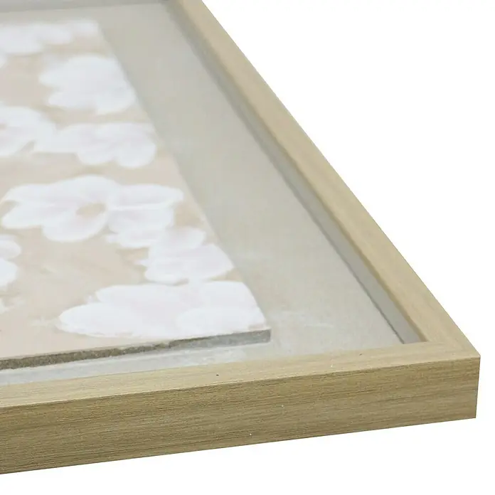 Cuadro set de 2 Flores en Relieve - Flores en relieve, An x Al: 50 x 50 cm, 2 pzs. - Primer plano de arte floral enmarcado. La madera clara y sencilla del marco complementa las delicadas flores.