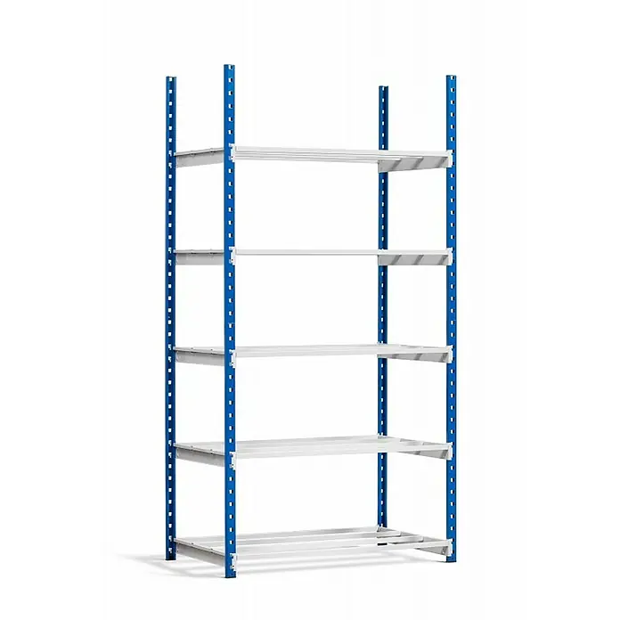 Proregal Aktenregal MAXIMUS Doppelseitig - H x B x T: 200 x 100 x 60 cm, Traglast pro Boden: 186 kg, Anzahl Böden: 5 Stk., Stecken, Lichtblau/Lichtgrau