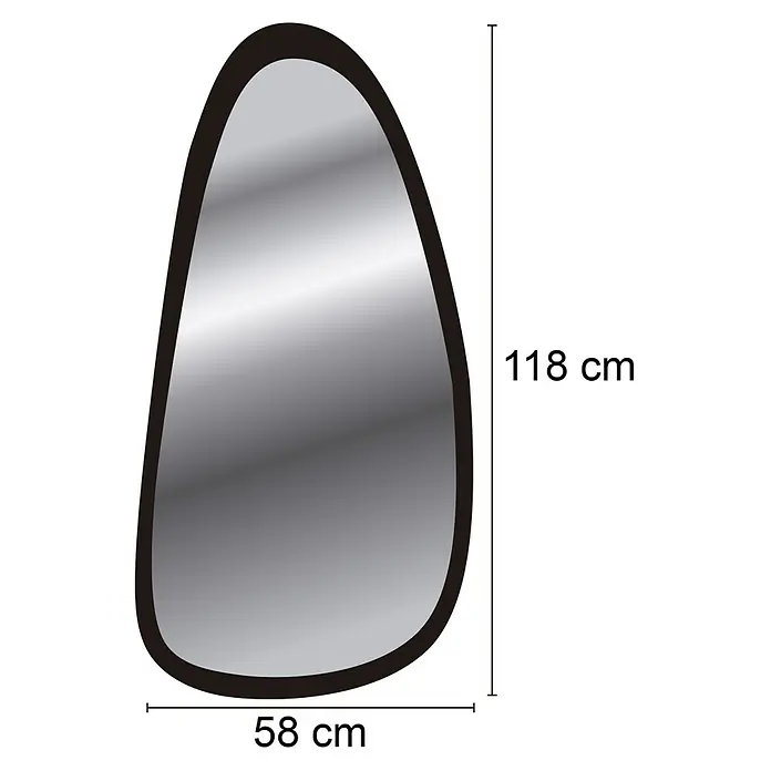 Espejo de pared Prisma - 58 x 118 cm, Roble - Espejo irregular de 118 cm de altura y 58 cm de ancho, perfecto para un ambiente moderno.