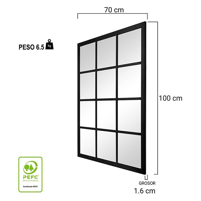 Espejo de pared Siena (70 x 100 cm, Negro) | BAUHAUS