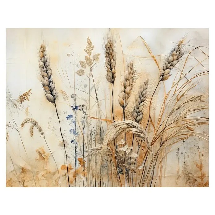 Armario de contadores Trigal - Trigal, An x Al: 47 x 37 cm - Imagen acuarela de trigo maduro y flores silvestres, que refleja la belleza y la serenidad de la naturaleza. Perfecto como decoración de pared para un ambiente acogedor.
