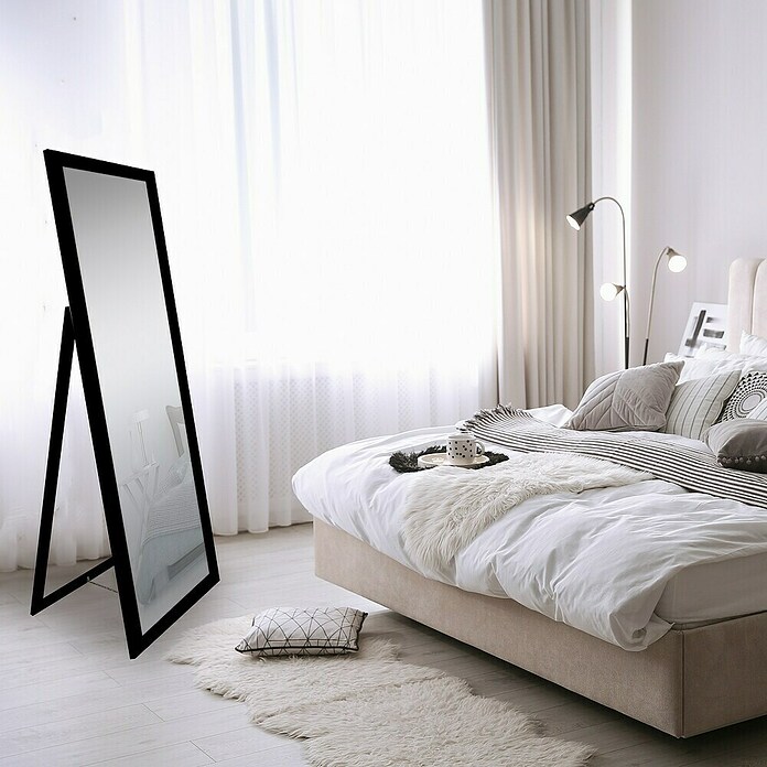 Espejo vertical de pie 248 (50 x 160 cm, Negro, Madera) | BAUHAUS