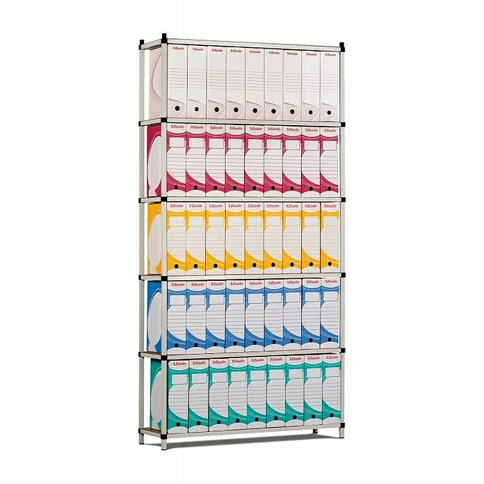 Proregal Aktenregal für bis zu 66 Archivordner mit Hebel - H x B x T: 200 x 100 x 30 cm, Traglast pro Boden: 60 kg, Anzahl Böden: 6 Stk., Stecken, Lichtblau/Lichtgrau