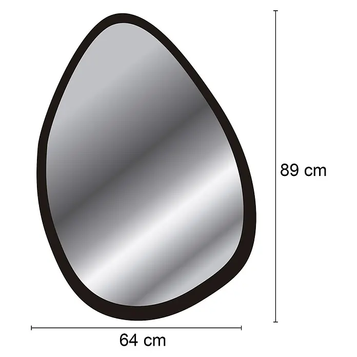 Espejo de pared Esfera - 64 x 89 cm, Roble - Ilustración de un espejo de forma irregular con dimensiones de 89 cm de altura y 64 cm de ancho.