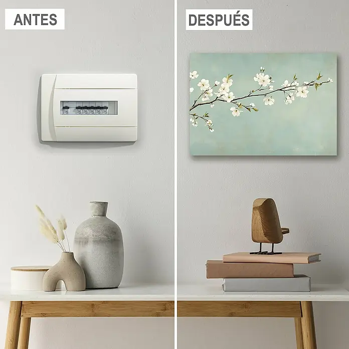 Armario de contadores Flor - Flor, An x Al: 47 x 37 cm - Antes: un cuadro de fusibles antiestético. Después: Una imagen floral y una decoración moderna transforman la habitación en un oasis de bienestar.