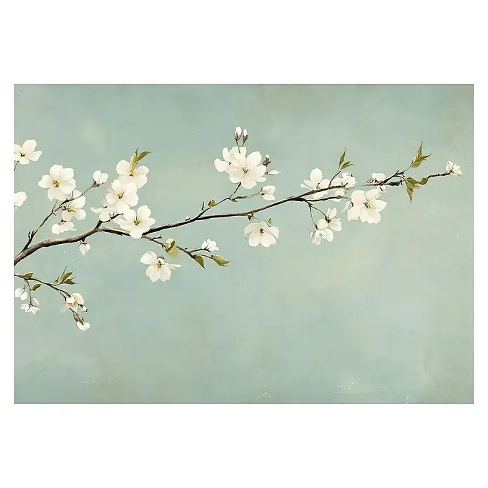 Armario de contadores Flor - Flor, An x Al: 47 x 37 cm - Arte elegante: delicada rama floreciente sobre un fondo suave, perfecta para acentos serenos en cualquier espacio, irradiando belleza y tranquilidad.