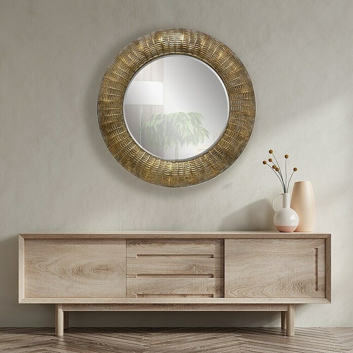 Espejo de pared Egipto (Diámetro: 80 cm, Oro) | BAUHAUS