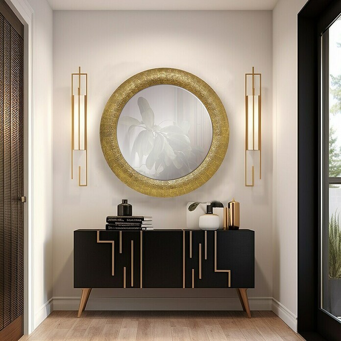 Espejo de pared Jordania (Diámetro: 80 cm, Oro) | BAUHAUS