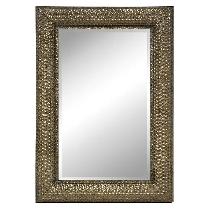 Espejo de pared Filipinas - 60 x 80 cm, Oro - Espejo rectangular decorativo con un marco dorado texturizado y llamativo, que añade un toque elegante a cualquier habitación.