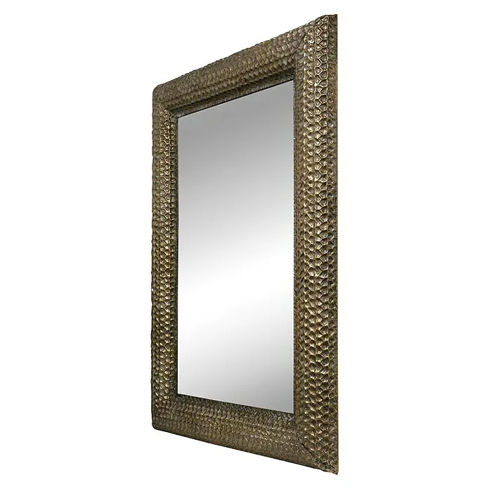 Espejo de pared Filipinas - 60 x 80 cm, Oro - Espejo decorativo con un llamativo marco dorado texturizado, que añade un toque de elegancia y estilo a cualquier habitación.