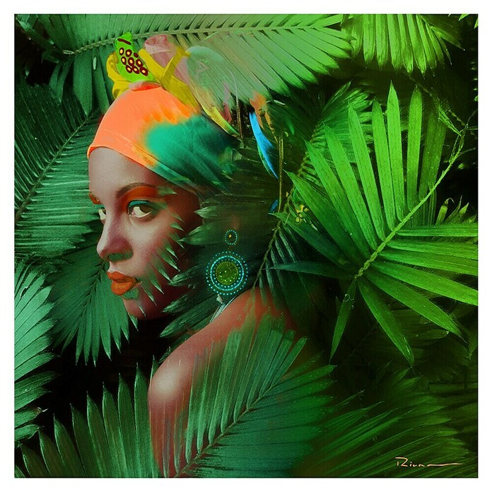 Lienzo Mujer Palmera (Mujer y palmera, An x Al: 80 x 80 cm, 1 pzs.) | BAUHAUS