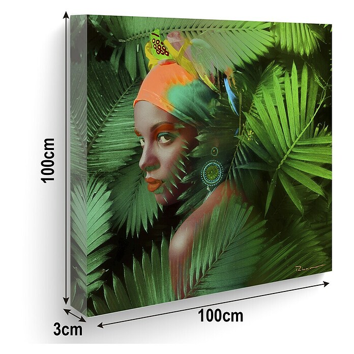 Lienzo Mujer Palmera (Mujer y palmera, An x Al: 80 x 80 cm, 1 pzs.) | BAUHAUS