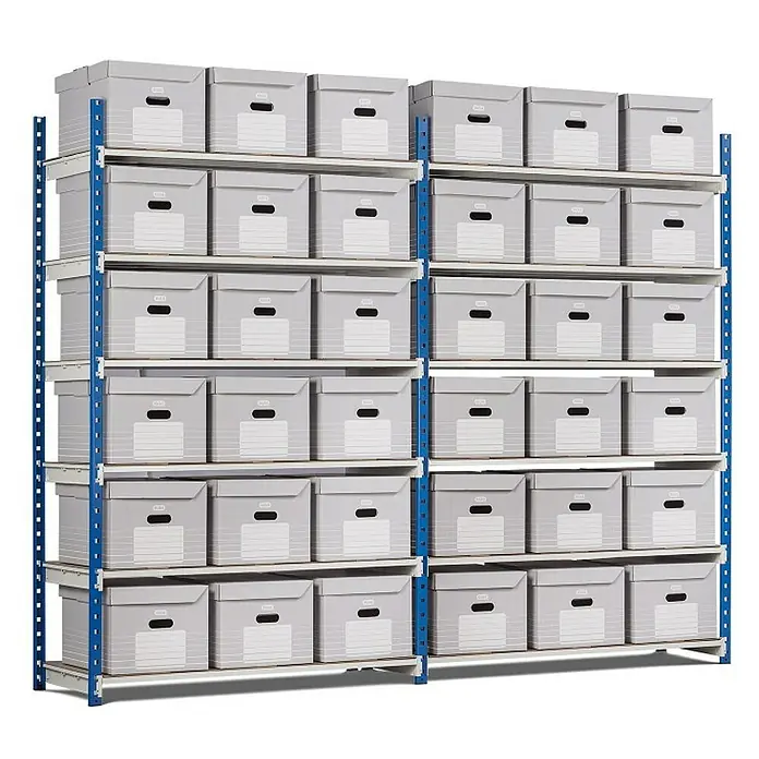 Proregal Aktenregal MAXIMUS - H x B x T: 200 x 125 x 54 cm, Traglast pro Boden: 180 kg, Anzahl Böden: 6 Stk., Stecken, Lichtblau/Lichtgrau