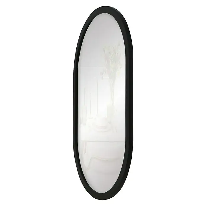 Espejo de pared Ovalado - 45 x 70 cm, Negro liso - Espejo ovalado con marco negro, que refleja una decoración elegante, perfecto para espacios modernos y mejorar la estética de la habitación.