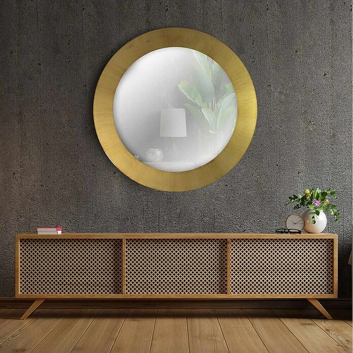 Espejo de pared Circular (Diámetro: 60 cm, Oro betún) | BAUHAUS