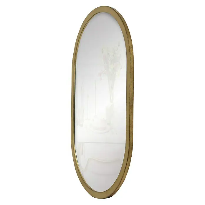 Espejo de pared Ovalado - 45 x 70 cm, Oro betún - Espejo ovalado con marco dorado que refleja un interior elegante, ideal para añadir un toque de distinción a cualquier estancia.
