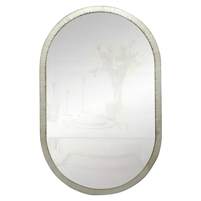 Espejo de pared Ovalado - 45 x 70 cm, Plata betún - Elegante espejo ovalado con un marco texturizado que aporta un toque de sofisticación a cualquier habitación.