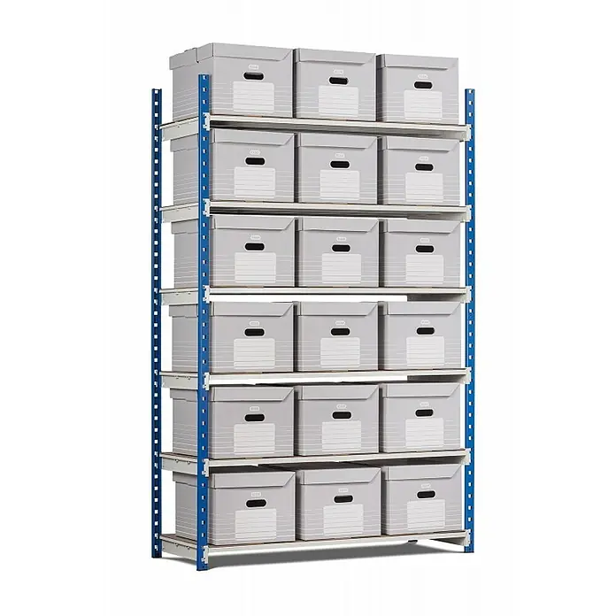 Proregal Aktenregal MAXIMUS - H x B x T: 200 x 125 x 54 cm, Traglast pro Boden: 180 kg, Anzahl Böden: 6 Stk., Stecken, Lichtblau/Lichtgrau