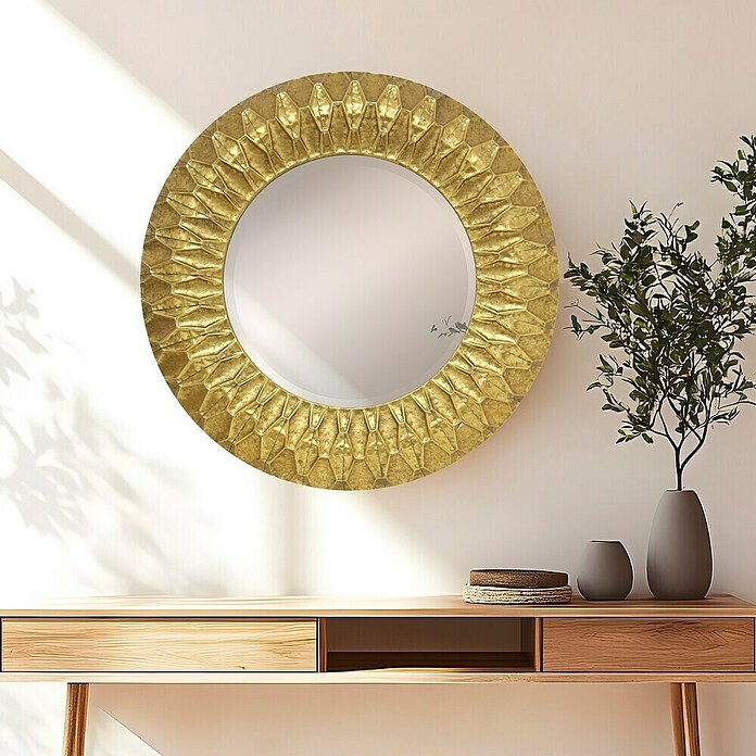 Espejo de pared Arabia (Diámetro: 70 cm, Oro) | BAUHAUS