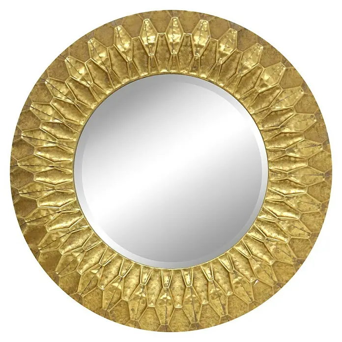 Espejo de pared Arabia - Diámetro: 70 cm, Oro - Espejo redondo dorado con marco decorativo.