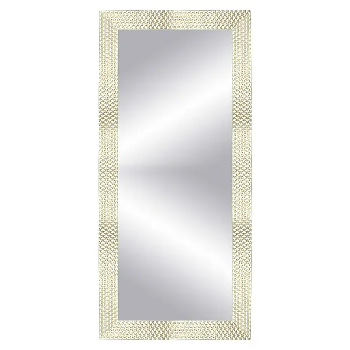 Espejo de pared Espiral - 56 x 150 cm, Gris - Un espejo rectangular con un marco dorado con un patrón en forma de corazón, que le da al espejo un aspecto elegante.