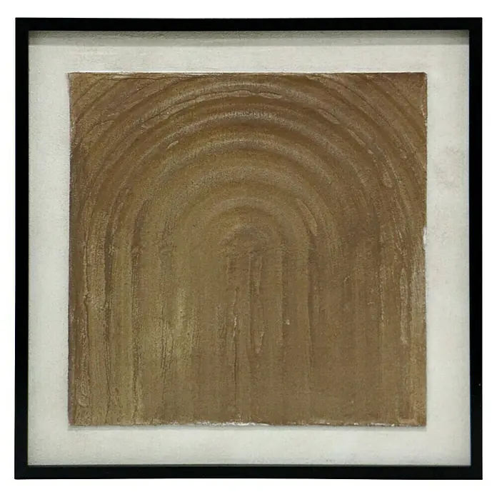Cuadro set de 2 Abstractos Texturizados - Abstracto texturizado, An x Al: 50 x 50 cm, 2 pzs. - Obra de arte enmarcada con un motivo abstracto de arco marrón sobre un fondo crema, que desprende una estética moderna.