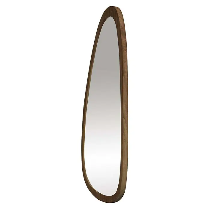 Espejo de pared Prisma - 58 x 118 cm, Tabaco - Un espejo ovalado elegante con un marco de madera cálida, aportando un toque natural a cualquier habitación.