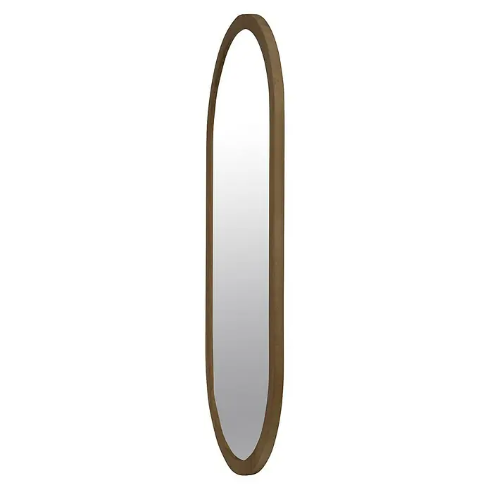 Espejo de pared Alba - 58 x 118 cm, Tabaco - Espejo ovalado con marco de madera rústica. Un elemento decorativo sencillo para cualquier espacio que realza la luz y la sensación.