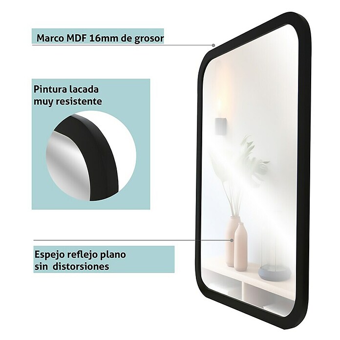Espejo de pared Vintage (48 x 68 cm, Negro) | BAUHAUS