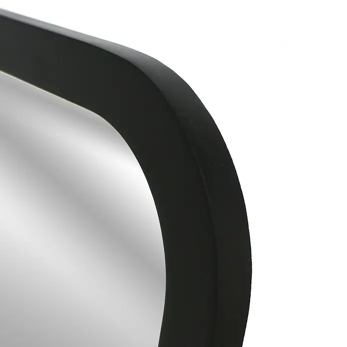 Espejo de pared Vintage - 48 x 68 cm, Negro - Primer plano de un espejo elegante con un marco negro delgado, mostrando diseño moderno y funcionalidad.