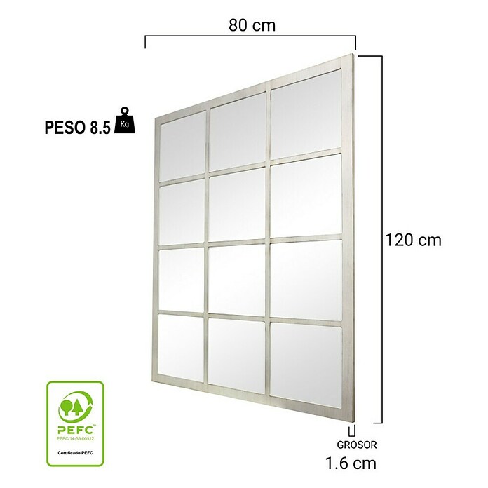 Espejo de pared Siena (80 x 120 cm, Blanco betún) | BAUHAUS