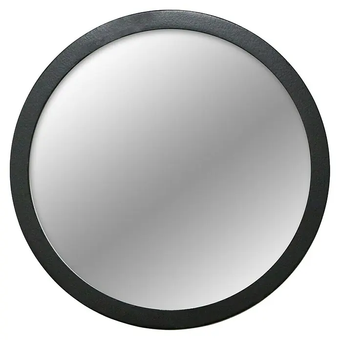 Espejo de pared Circular - Diámetro: 70 cm, Negro - Espejo redondo con un marco oscuro y elegante que rodea la superficie clara, añadiendo un toque moderno a cualquier espacio.