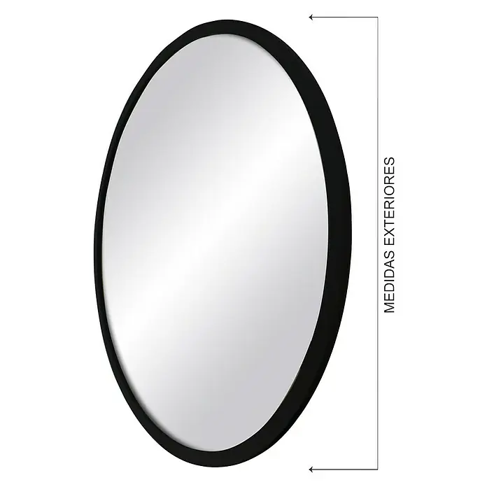 Espejo de pared Circular - Diámetro: 70 cm, Negro - Espejo ovalado con un marco negro elegante, añadiendo un toque moderno y sofisticado. Ideal para cualquier baño o vestidor.