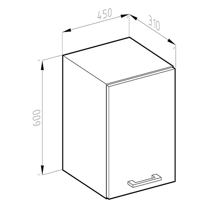 Vicco Schrankküche R-Line Anthrazit Hochglanz - Anthrazit Hochglanz, Hängeschrank 45 cm