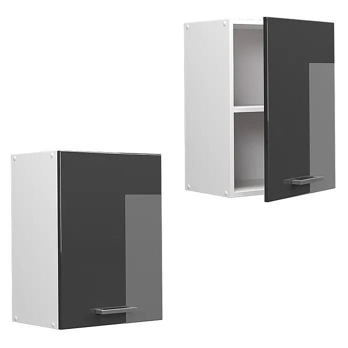 Vicco Schrankküche R-Line Anthrazit Hochglanz - Anthrazit Hochglanz, Hängeschrank 45 cm