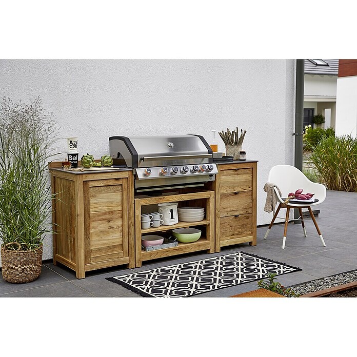 Sunfun Módulo para barbacoa (Con cajón, L x An x Al: 63 x 58 x 92 cm, Madera)