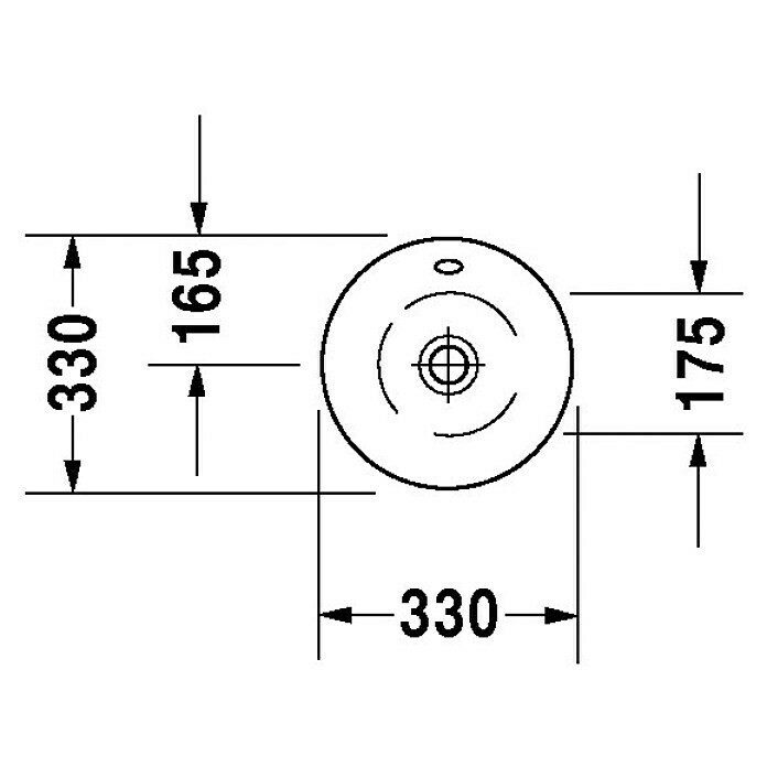 Duravit Starck 1 Waschschale Typ 2Durchmesser: 33 cm, Ohne Spezialglasur, Hahnloch: Ohne, Mit Überlauf, Weiß Sketch