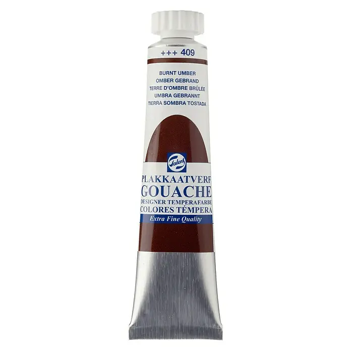 Talens Pintura gouache - Tierra sombra tostada, 20 ml - Tubo de Talens Plakkaatverf Gouache en Tierra Sombra Tostada, ideal para artistas y diseñadores.