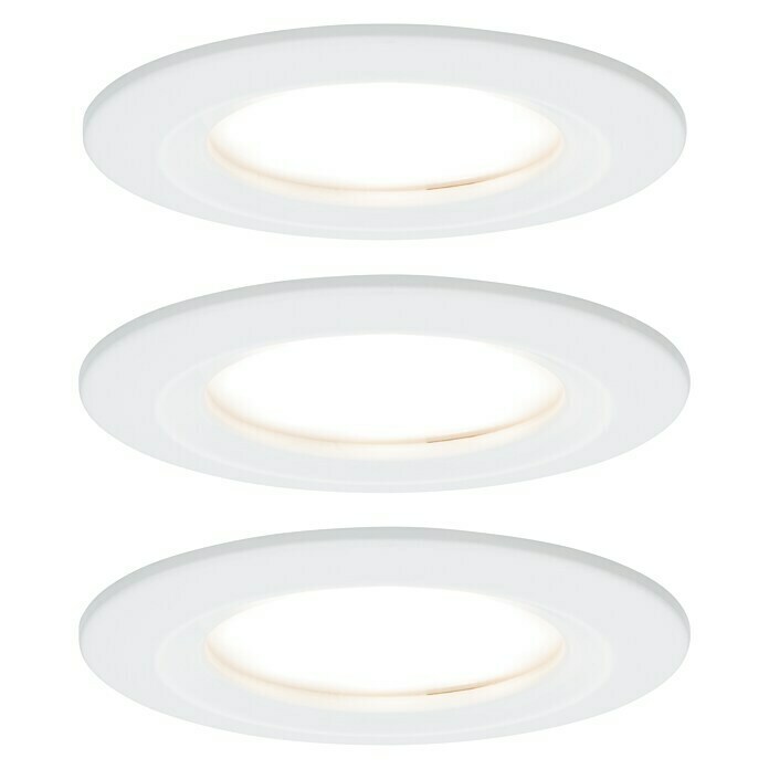 Paulmann LED-Einbauleuchten-Set Nova6,5 W, Weiß, 3 Stk., Warmweiß, Durchmesser: 7,8 cm Front View