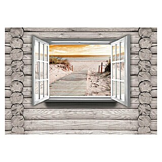 Fototapete Fenster-Strand (B x H: 254 x 184 cm, Vlies)