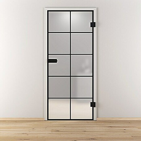 Diamond Doors Black Edition Glasdrehtür (834 x 1.972 mm, DIN Rechts, Mattglas)