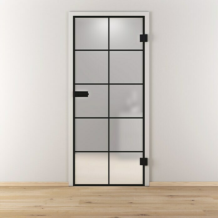 Diamond Doors Black Edition Glasdrehtür Loft834 x 1.972 mm, DIN Rechts, Mattglas Front View