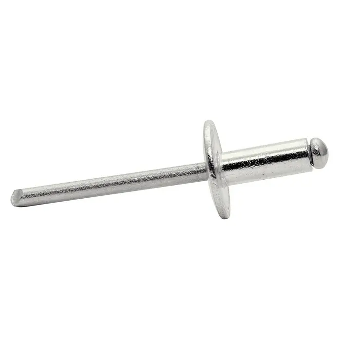 Rapid Blindniete XL - Nietlänge: 12 mm, Nietdurchmesser: 4,8 mm, 40 Stk. - Nahaufnahme einer silbernen Blindniete, ein Befestigungselement für verschiedene Materialien, ideal für Heimwerker und Handwerker.