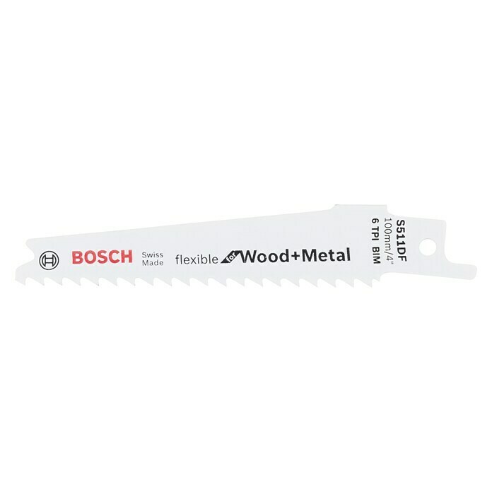 Bosch Säbelsägeblatt S511 DF FlexibleEinsatzbereich: Nichteisenmetalle, 2 Stk., Länge: 100 mm Front View