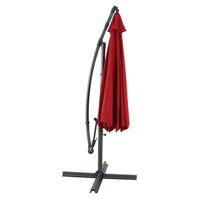 Sunfun Ampelschirm Toscana - Chili, Durchmesser Bespannung: 350 cm - Eleganter, weinroter Sonnenschirm mit seitlichem Mast und stabilem Fußkreuz, ideal für Garten und Terrasse.