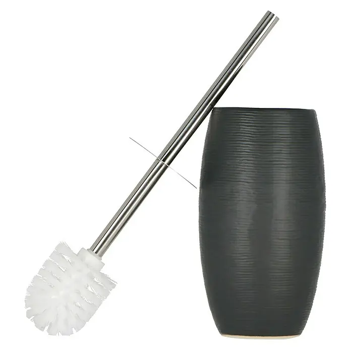 Venus Linea WC-Bürstengarnitur - Schwarz, Keramik, Höhe: 22,5 cm - Eine Toilettenbürste mit Halter, ideal für Badezimmer. Praktisches und hygienisches Badaccessoire für Sauberkeit und Ordnung im Bad.