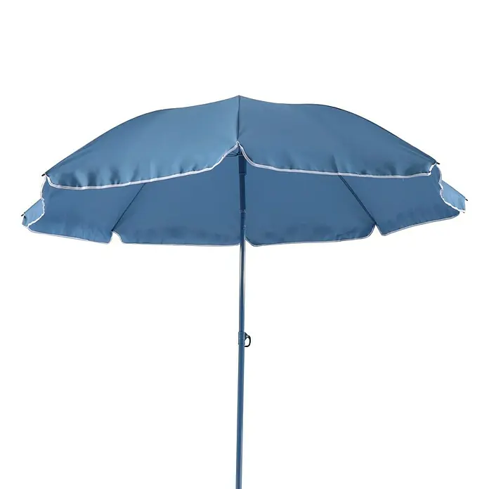 Sunfun Sombrilla Laguna - Colores surtidos, Diámetro de cobertura: 200 cm - Parasol azul con borde blanco, ideal para la playa o el jardín. Protege del sol y proporciona una sombra agradable.