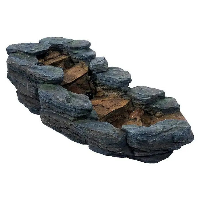 Ubbink Einbau-Wasserfall Cazorla - 74 x 34 x 29 cm, Polyresin, LED - Das Foto zeigt einen dekorativen Zimmerbrunnen in Form einer Felsformation, ideal für die entspannende Atmosphäre im Innenbereich.