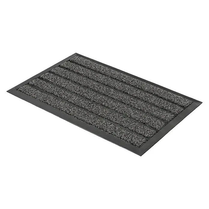Astra Fußmatte Scraper Line - Anthrazit/Schwarz, 40 x 60 cm - Graue Fußmatte mit Rillenstruktur und schwarzem Rahmen. Ideal für den Eingangsbereich, um Schmutz und Feuchtigkeit aufzufangen.